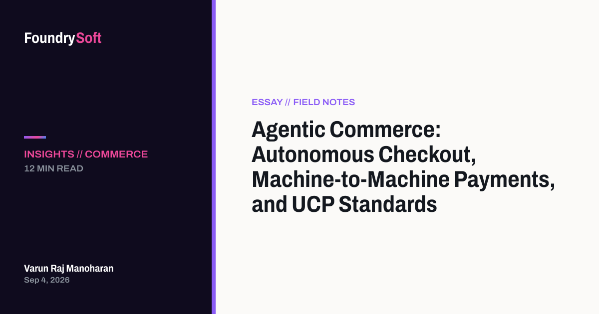 Agentic Commerce: Autonomous Checkout, Machine-to-Machine Payments, and UCP Standards
