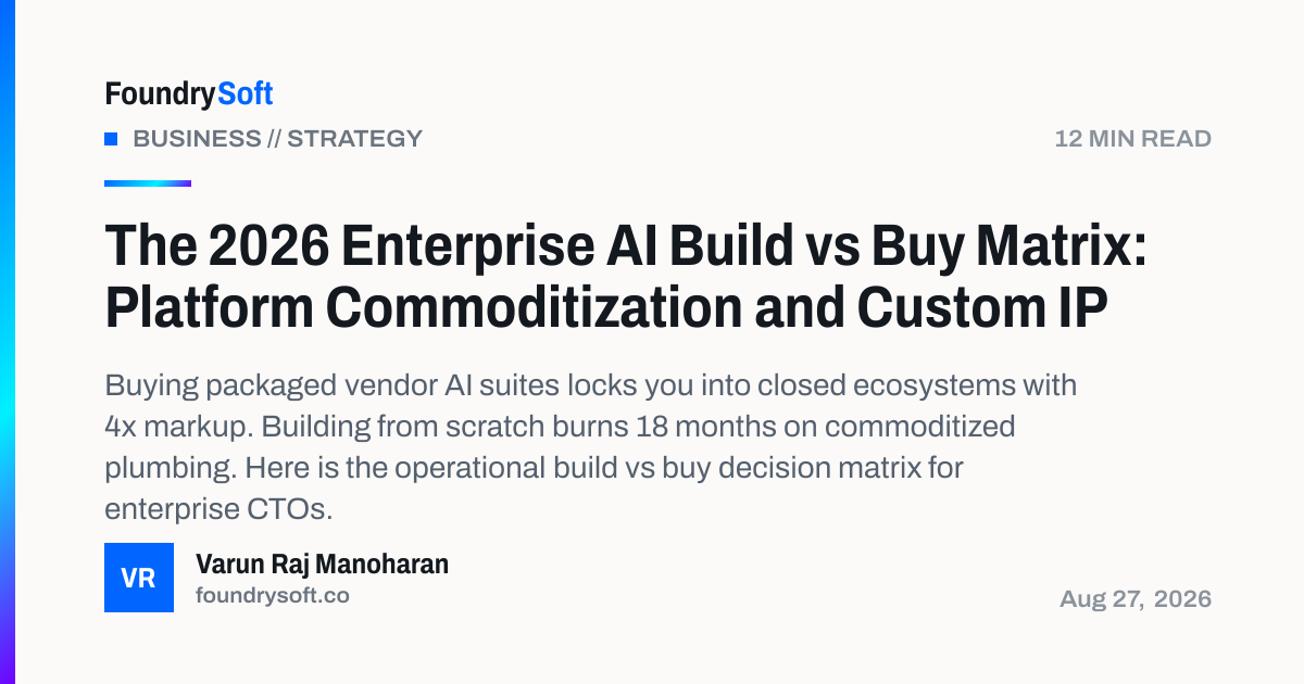 The 2026 Enterprise AI Build vs Buy Matrix: Platform Commoditization and Custom IP