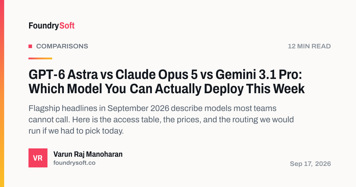 GPT-6 Astra vs Claude Opus 5 vs Gemini 3.1 Pro: Which Model You Can Actually Deploy This Week