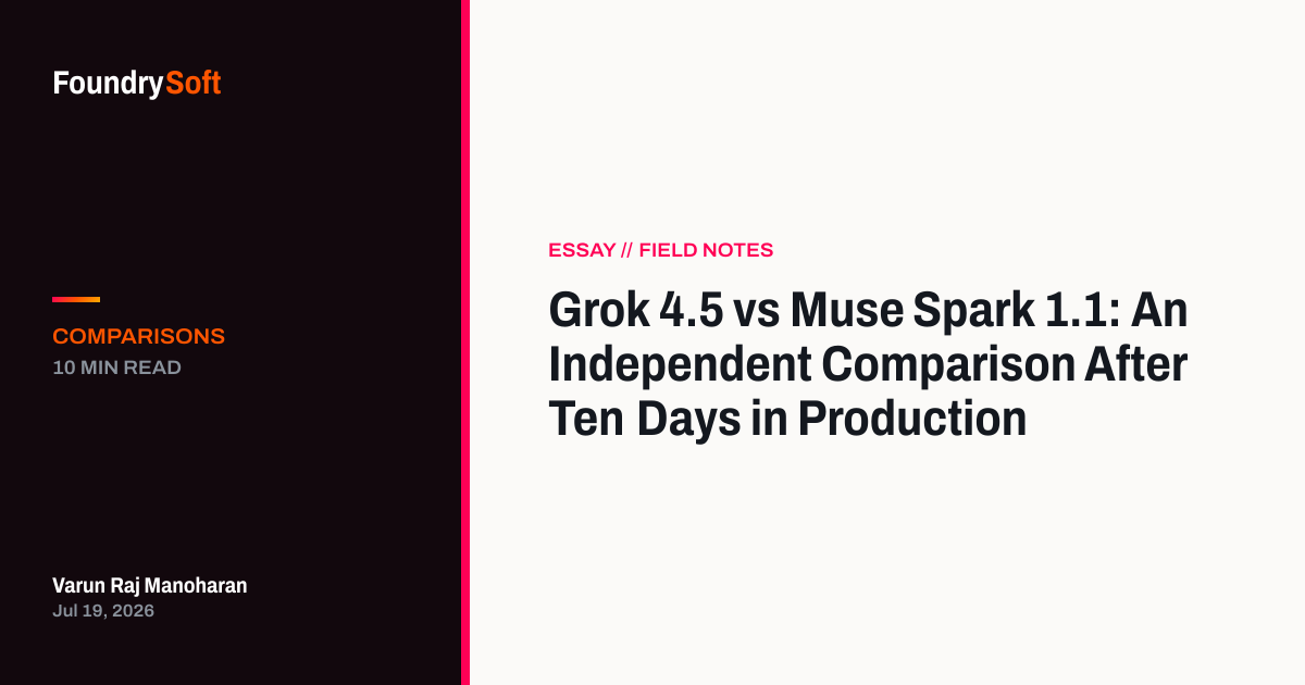 Grok 4.5 vs Muse Spark 1.1: An Independent Comparison After Ten Days in Production