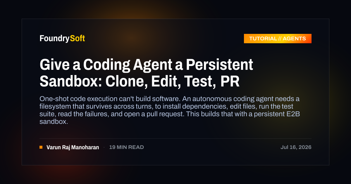 Give a Coding Agent a Persistent Sandbox: Clone, Edit, Test, PR